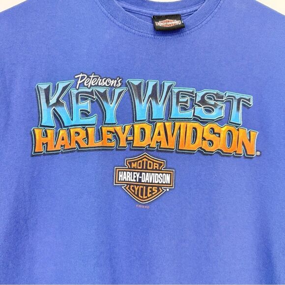 Harley Davidson Motor Cycles Blue Key West Beach Hammock Graphic T Shirt - Picture 6 of 13